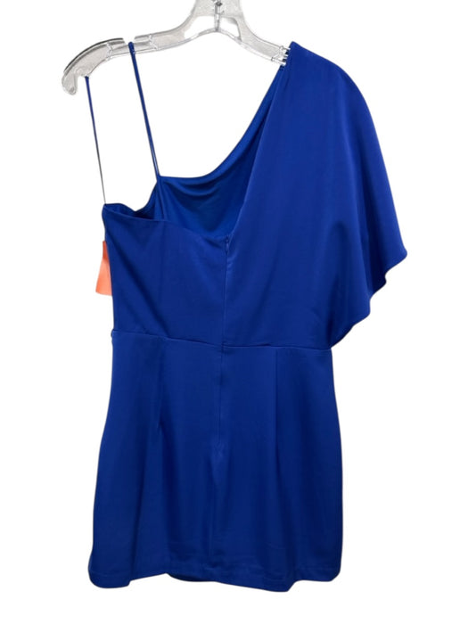 TCEC Size M Blue Polyester Blend One Shoulder Back Zip Ruched side Mini Dress Blue / M
