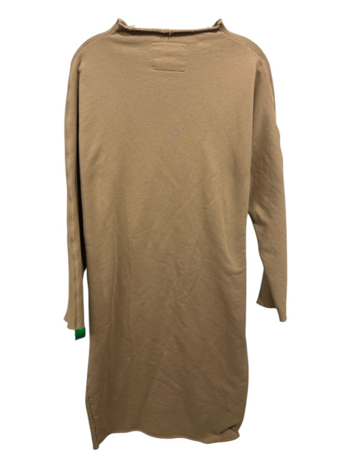 Frank & Eileen Size L Light Brown Cotton Mock Neck Raw Hem Long Sleeve Dress Light Brown / L