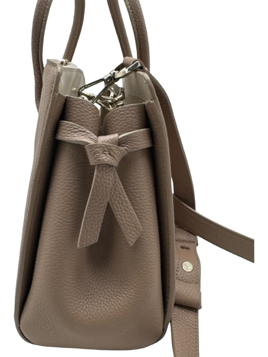 Kate Spade Taupe Brown Pebbled Leather Rolled Handles Crossbody Strap Bag Taupe Brown / Small