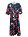 Kate Spade Size 00 Black, Pink, Teal Silk Floral Round Neck Midi Dress Black, Pink, Teal / 00