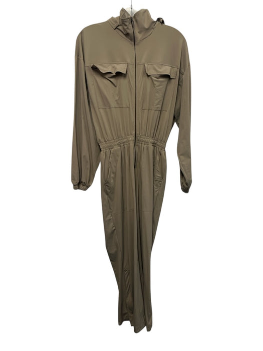 Heroine Sport Size XS Taupe Beige Polyamide Blend Zip Front Athletic Jumpsuit Taupe Beige / XS