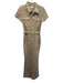 Good American Size S Khaki Beige Cotton Blend Denim Zip Front Boot Cut Jumpsuit Khaki Beige / S
