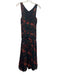 Tuckernuck Size 4 Black, Red & Green Viscose Sleeveless Floral Ruched Dress Black, Red & Green / 4
