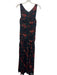 Tuckernuck Size 4 Black, Red & Green Viscose Sleeveless Floral Ruched Dress Black, Red & Green / 4