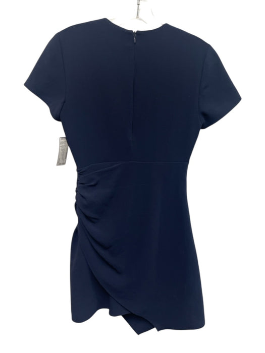 Cinq a Sept Size 2 Navy Blue Triacetate Blend Short Sleeve Ruched Side Skirt Navy Blue / 2