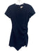 Cinq a Sept Size 2 Navy Blue Triacetate Blend Short Sleeve Ruched Side Skirt Navy Blue / 2