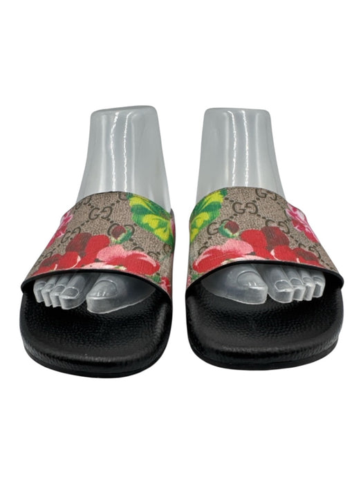 Gucci Shoe Size 39 brown, pink & multi Leather Upper Guccissima Floral Sandals brown, pink & multi / 39