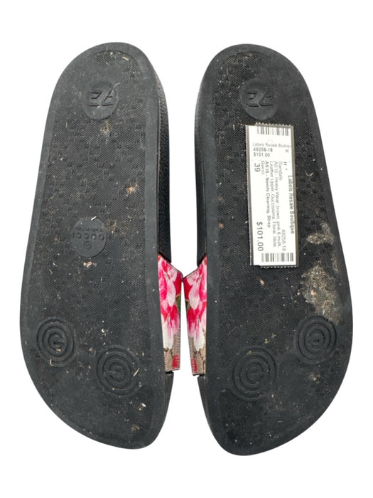 Gucci Shoe Size 39 brown, pink & multi Leather Upper Guccissima Floral Sandals brown, pink & multi / 39