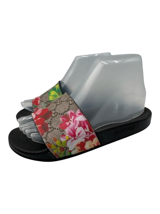 Gucci Shoe Size 39 brown, pink & multi Leather Upper Guccissima Floral Sandals brown, pink & multi / 39