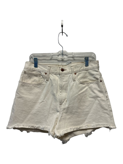 Madewell Size 29 White Cotton Denim Cut Off Raw Edge Zip Fly Shorts White / 29