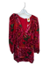 Farm Rio Size S Red & Pink Velvet viscose blend Mini Long Sleeve Dress Red & Pink / S