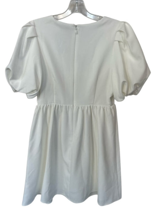 Sugarlips Size M White Polyester Blend Balloon Sleeves Bow Detail Mini Dress White / M