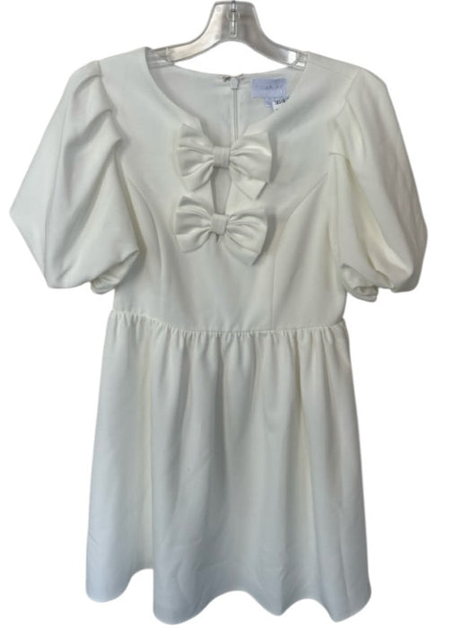 Sugarlips Size M White Polyester Blend Balloon Sleeves Bow Detail Mini Dress White / M