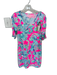 Lily Pulitzer Size S Pink & Aqua Cotton Abstract Floral Mini 3/4 Sleeve Dress Pink & Aqua / S