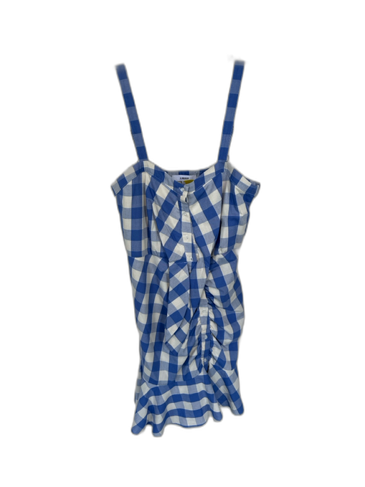 Likely Size 2 Blue & White Cotton Sleeveless Checkered butt seams Ruffle Dress Blue & White / 2