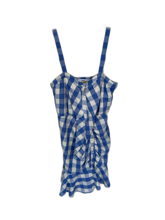 Likely Size 2 Blue & White Cotton Sleeveless Checkered butt seams Ruffle Dress Blue & White / 2