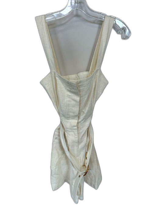 House of Harlow Size 6 Cream Linen Sleeveless Buttons Belted Romper Cream / 6