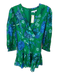 Olivaceous Size M Green & Blue Cotton Long Sleeve Botanical Back Zip Dress Green & Blue / M