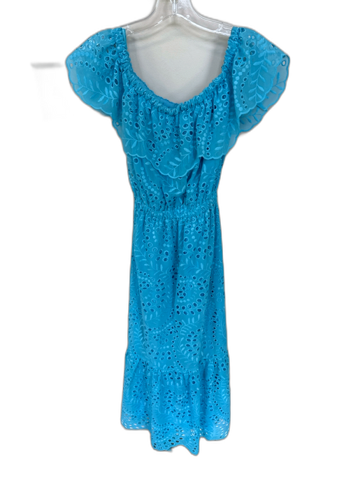 Lily Pulitzer Size S Capri Blue Cotton Eyelet Maxi Strapless Back Tie Dress Capri Blue / S