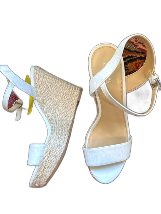 Michael Kors Shoe Size 9.5 White & Beige Silver Hardware Wedge Espadrille White & Beige / 9.5