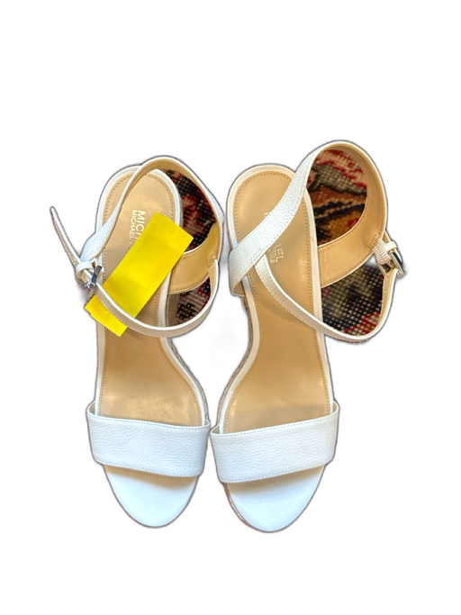 Michael Kors Shoe Size 9.5 White & Beige Silver Hardware Wedge Espadrille White & Beige / 9.5