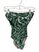 Hermoza Size 8 White & Green Polyester Blend Strapless Botanical Padded Swimsuit White & Green / 8