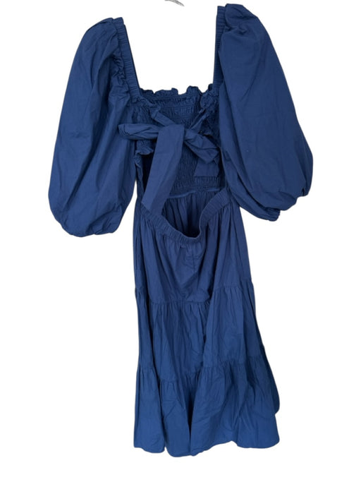 Sea New York Size 6 Navy Cotton Long Balloon Sleeve smocked Back Tie Maxi Dress Navy / 6
