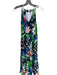 L.K. Bennett Size 4 Blue & Green Linen & Silk Spaghetti Strap Flowers Maxi Dress Blue & Green / 4
