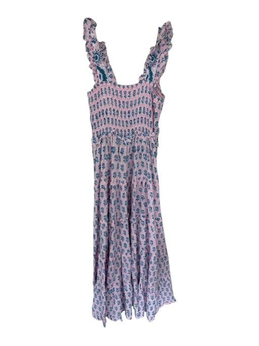 Sohana Size S Pink & blue Cotton Sleeveless smocked Flowers Maxi Dress Pink & blue / S