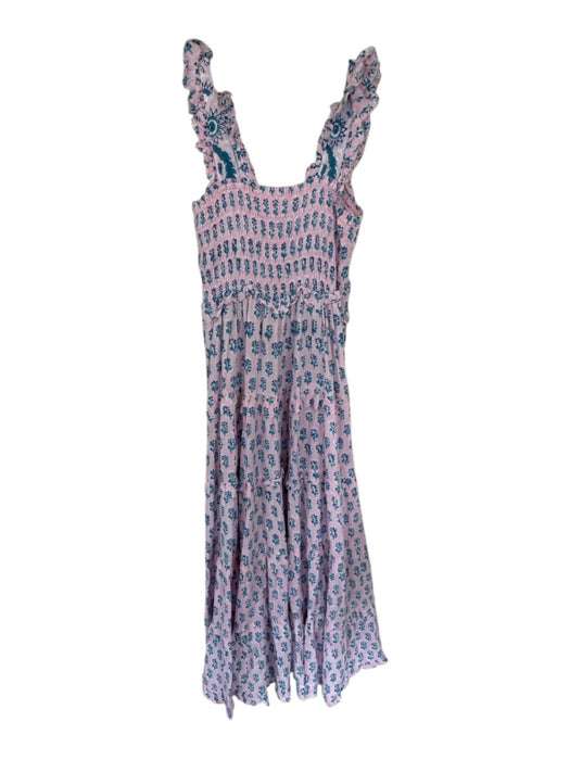 Sohana Size S Pink & blue Cotton Sleeveless smocked Flowers Maxi Dress Pink & blue / S