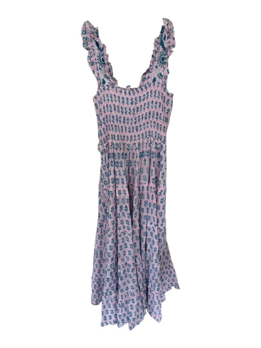 Sohana Size S Pink & blue Cotton Sleeveless smocked Flowers Maxi Dress Pink & blue / S