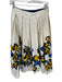 Zara Size S Cream & Blue Cotton Blend Side Zip Pleat Flowers Maxi Skirt Cream & Blue / S