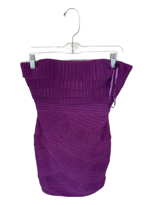 BCBG Maxazria Size Est S Purple Polyester Strapless Acordian Pleated Dress Purple / Est S