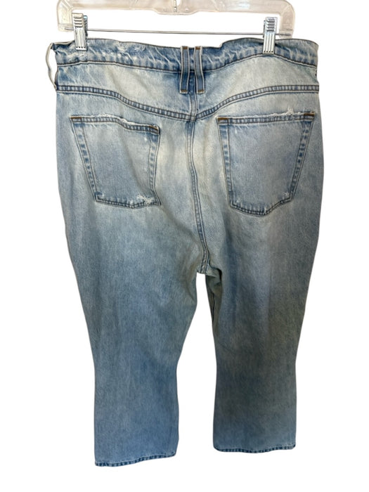 Frame Size 31 Light Wash Denim Cotton Acid Wash Knee Hole raw edge detail Jeans Light Wash Denim / 31