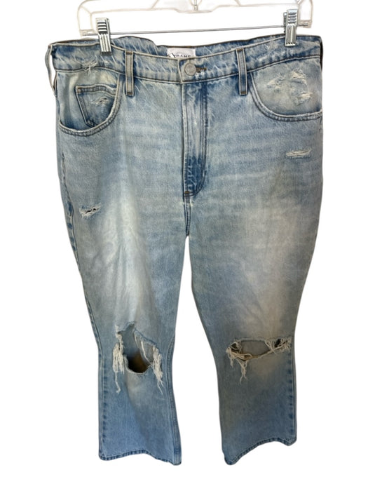 Frame Size 31 Light Wash Denim Cotton Acid Wash Knee Hole raw edge detail Jeans Light Wash Denim / 31