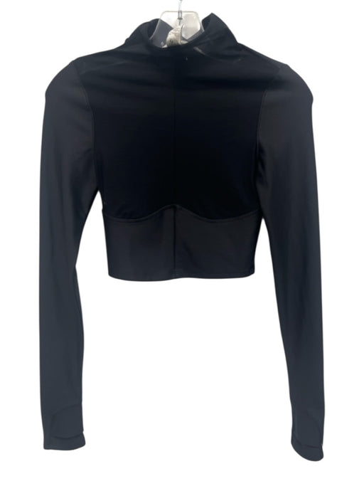 Alo Yoga Size XS Black Polyester Mesh Detail Long Sleeve Crop Sheer Top Black / XS