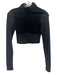 Alo Yoga Size XS Black Polyester Mesh Detail Long Sleeve Crop Sheer Top Black / XS