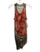 Roberto Cavalli Size S / 42 Brown, Red, White Silk Raw Hem Asymmetric Dress Brown, Red, White / S / 42