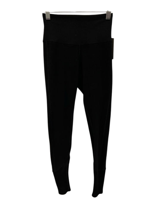 Alo Size XXS Black Polyester Ribbed Detail Athletic Leggings Black / XXS