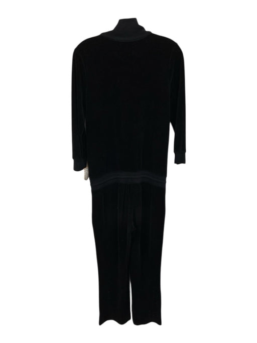 Juicy Couture Black Cotton Blend Velour Half Zip 3/4 Sleeve Jumpsuit Black / M