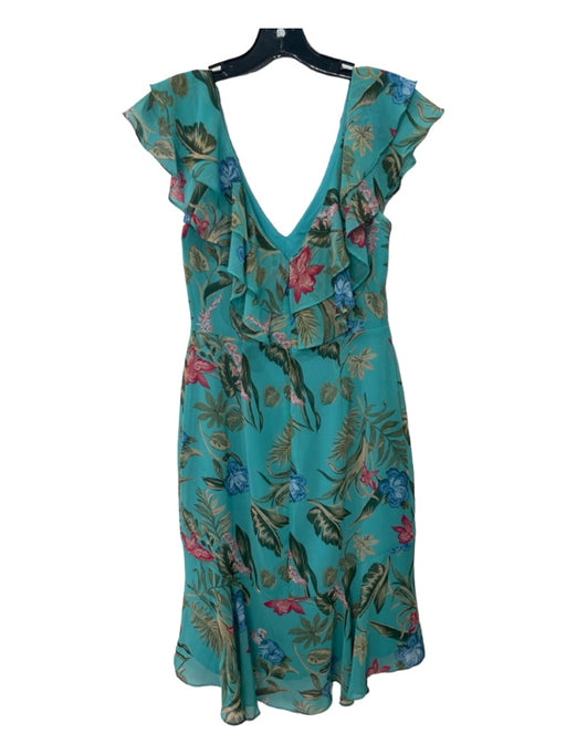 Wayf Size S Turquoise, Pink, Royal Blue Polyester Sleeveless V Neck Floral Dress Turquoise, Pink, Royal Blue / S