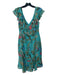 Wayf Size S Turquoise, Pink, Royal Blue Polyester Sleeveless V Neck Floral Dress Turquoise, Pink, Royal Blue / S