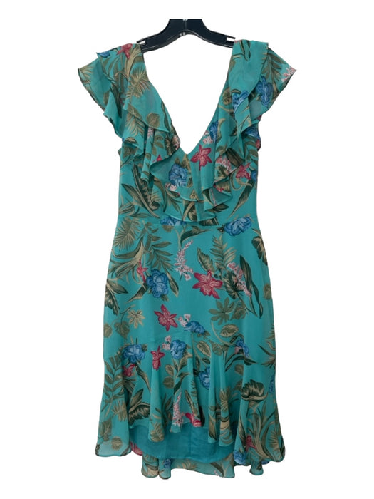 Wayf Size S Turquoise, Pink, Royal Blue Polyester Sleeveless V Neck Floral Dress Turquoise, Pink, Royal Blue / S