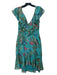 Wayf Size S Turquoise, Pink, Royal Blue Polyester Sleeveless V Neck Floral Dress Turquoise, Pink, Royal Blue / S