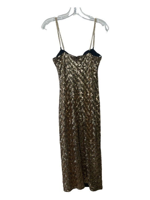 Lulus Size S Gold Polyester & Spandex Sequined Sleeveless Chain Straps Dress Gold / S