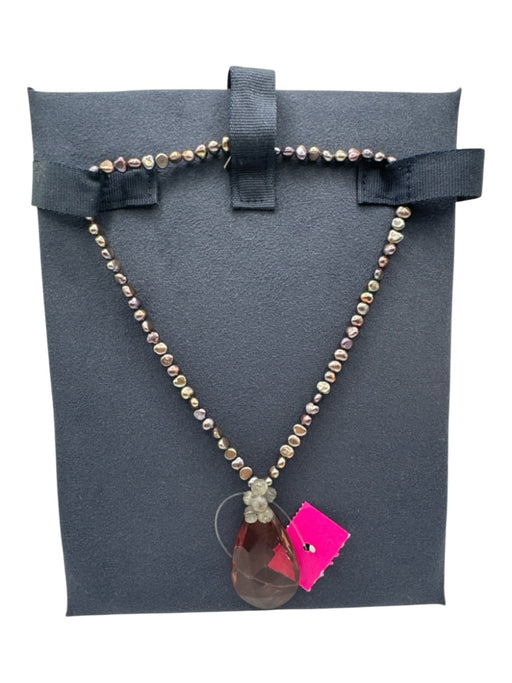 Rapz Gray & Purple Pearls Pendant Tear Drop Necklace Gray & Purple