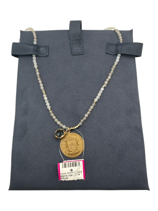 Love, Poppy Gray & Brass Beaded Coin Long Necklace Gray & Brass
