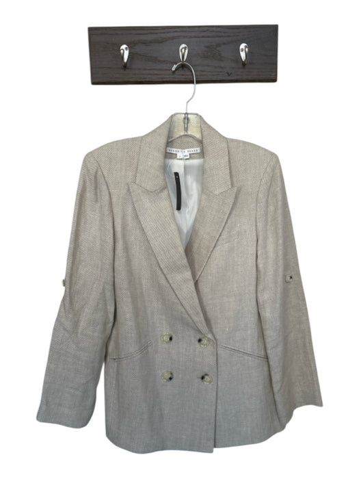 Veronica Beard Size 8 Oatmeal Linen Long Sleeve Double Breast Long Blazer Jacket Oatmeal / 8
