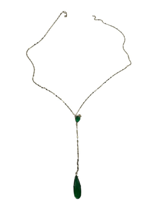 Stella Picciotto Gold & Green Metal Chain Tear Drop Necklace Gold & Green