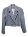 Zara Size M Blue & White Polyester Tweed Crop 1 Button Blazer Jacket Blue & White / M